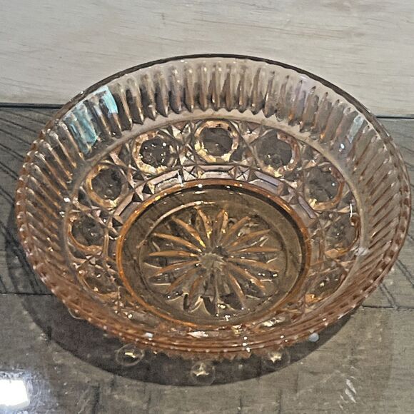 Vintage Indiana Glass Windsor Pink Berry Bowl Button and Cane Glass Dish Depress - Picture 2 of 5